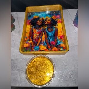 NORE’S NOVELTIES Handcrafted Decorative Serving/ Vanity Tray & Coaster Bundle